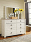 Willowton Queen/Full Panel Headboard with Mirrored Dresser, Chest and 2 Nightstands