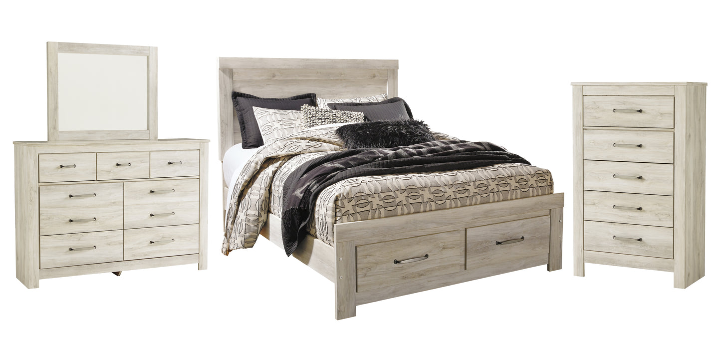 Bellaby  Platform Bed With 2 Storage Drawers With Mirrored Dresser And Chest