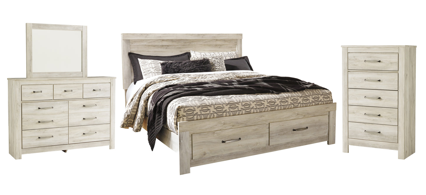 Bellaby  Platform Bed With 2 Storage Drawers With Mirrored Dresser And Chest