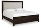 Neymorton California King Upholstered Panel Bed with Mirrored Dresser, Chest and 2 Nightstands