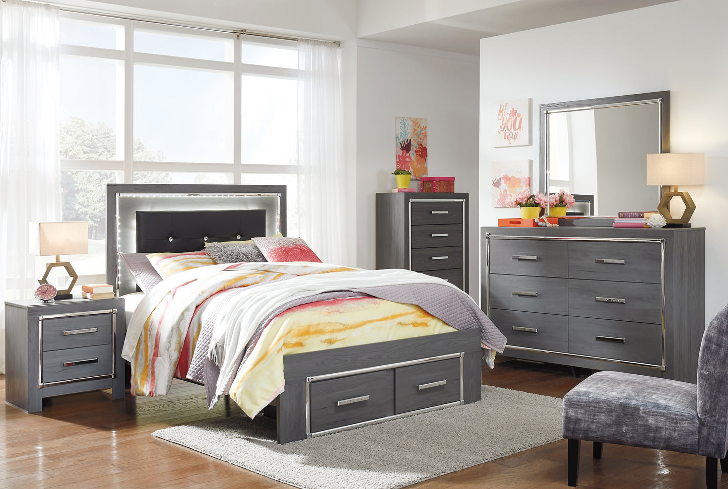 Lodanna  Panel Bed With 2 Storage Drawers