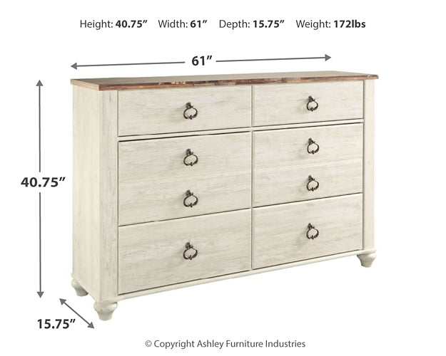 Willowton Six Drawer Dresser