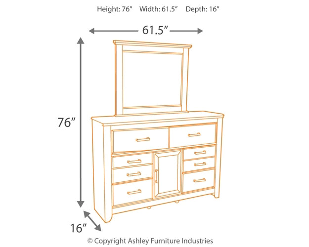 Juararo California King Panel Bed with Mirrored Dresser and 2 Nightstands