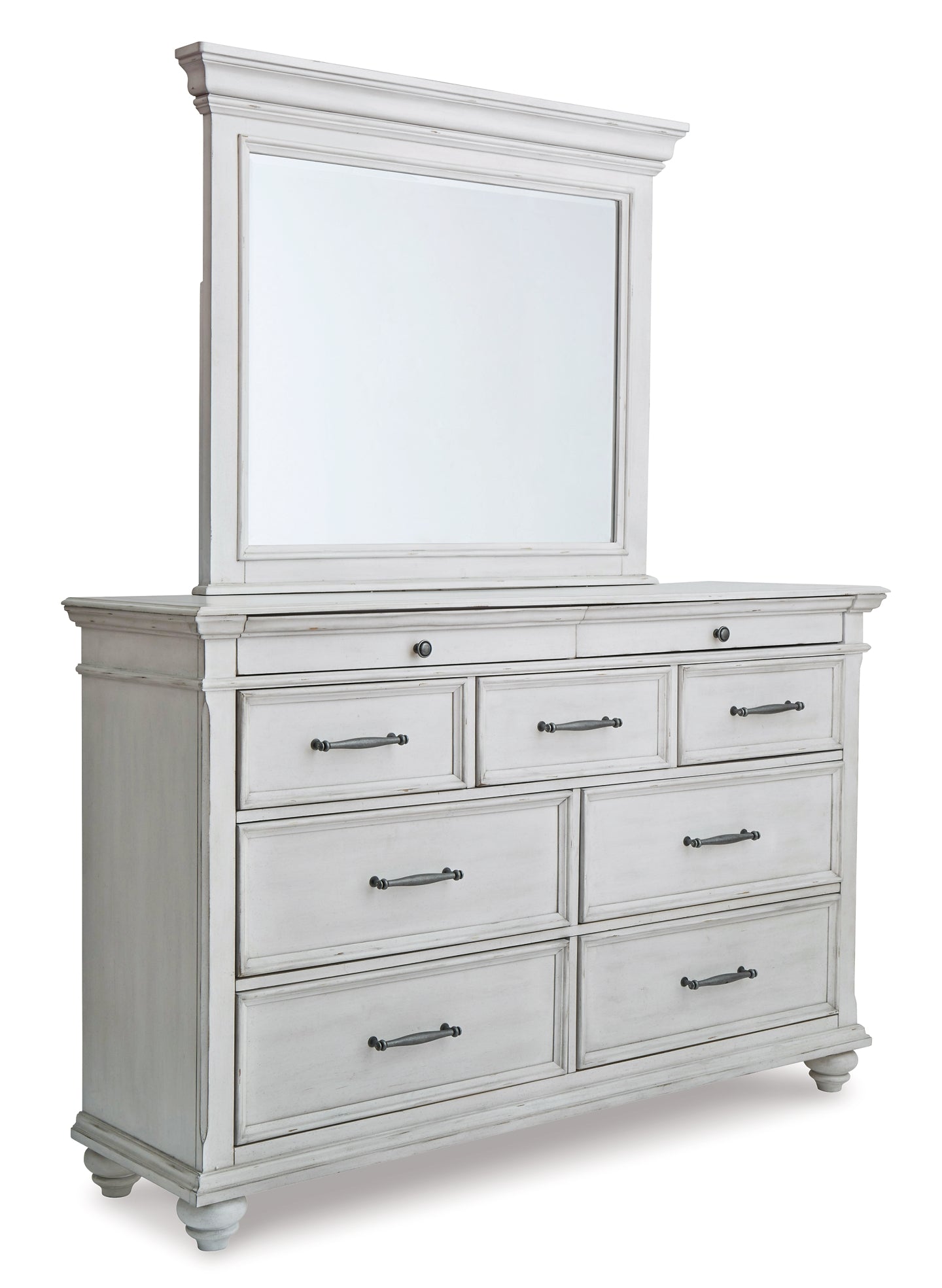 Kanwyn King Panel Bed with Mirrored Dresser and 2 Nightstands