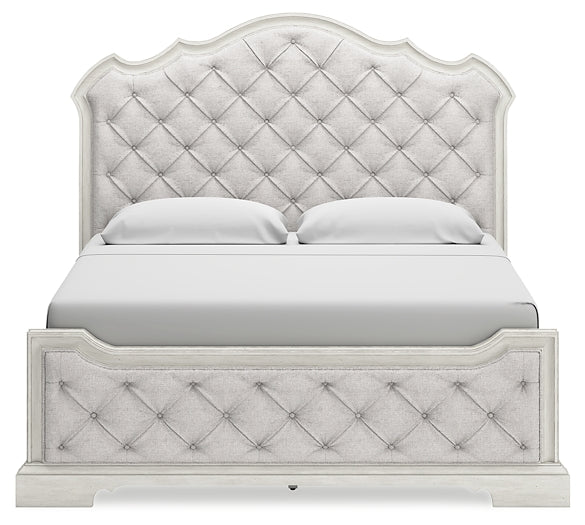 Arlendyne California King Upholstered Bed with Mirrored Dresser