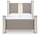 Surancha Queen Poster Bed with Mirrored Dresser, Chest and 2 Nightstands