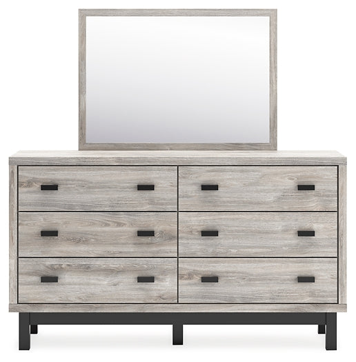 Vessalli Queen Panel Headboard with Mirrored Dresser, Chest and 2 Nightstands