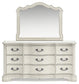 Arlendyne Queen Upholstered Bed with Mirrored Dresser and 2 Nightstands